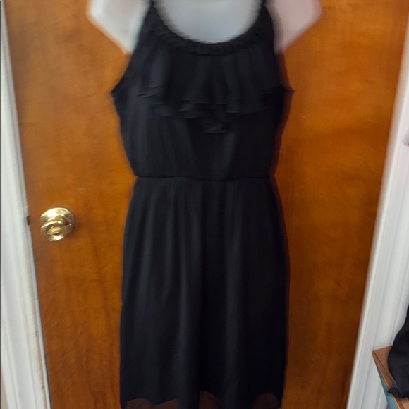 Chic Black Ruffled Midi Dress - Picture 1 of 3